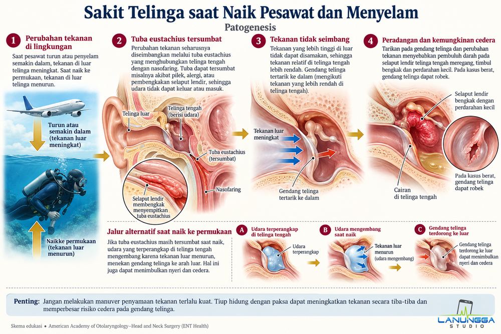 Sakit Telinga saat Naik Pesawat dan Menyelam