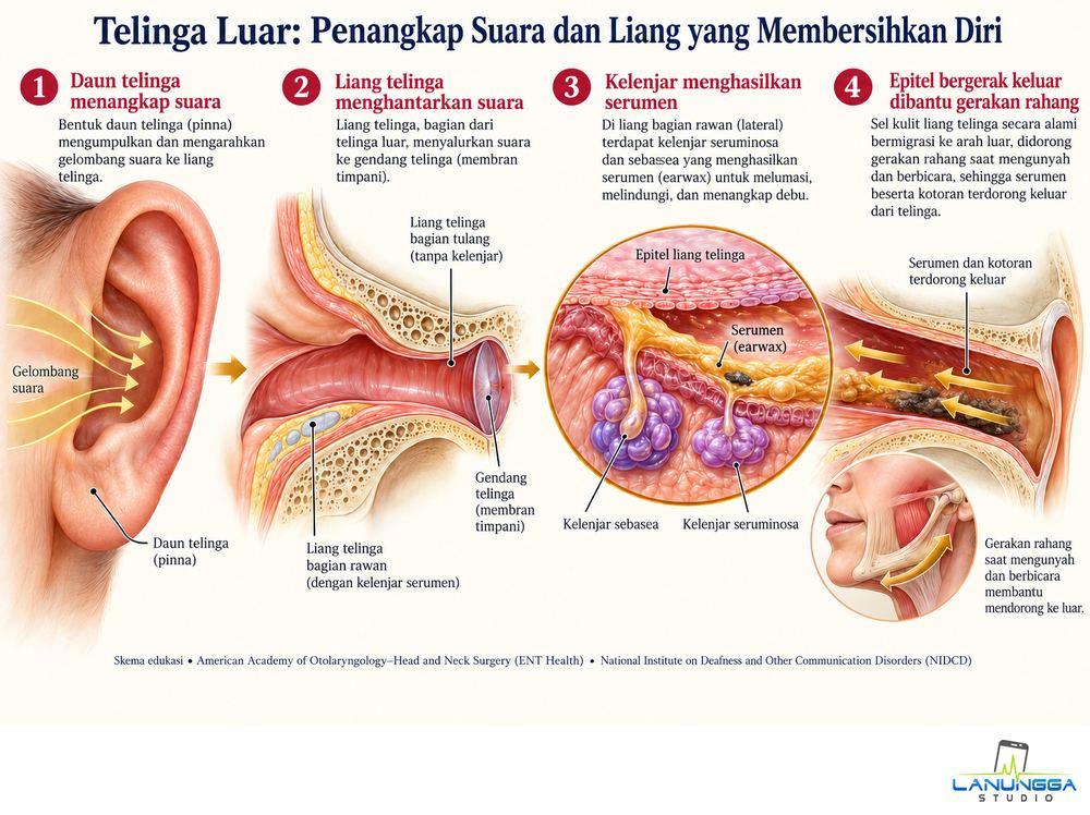 Telinga Luar: Penangkap Suara dan Liang yang Membersihkan Diri