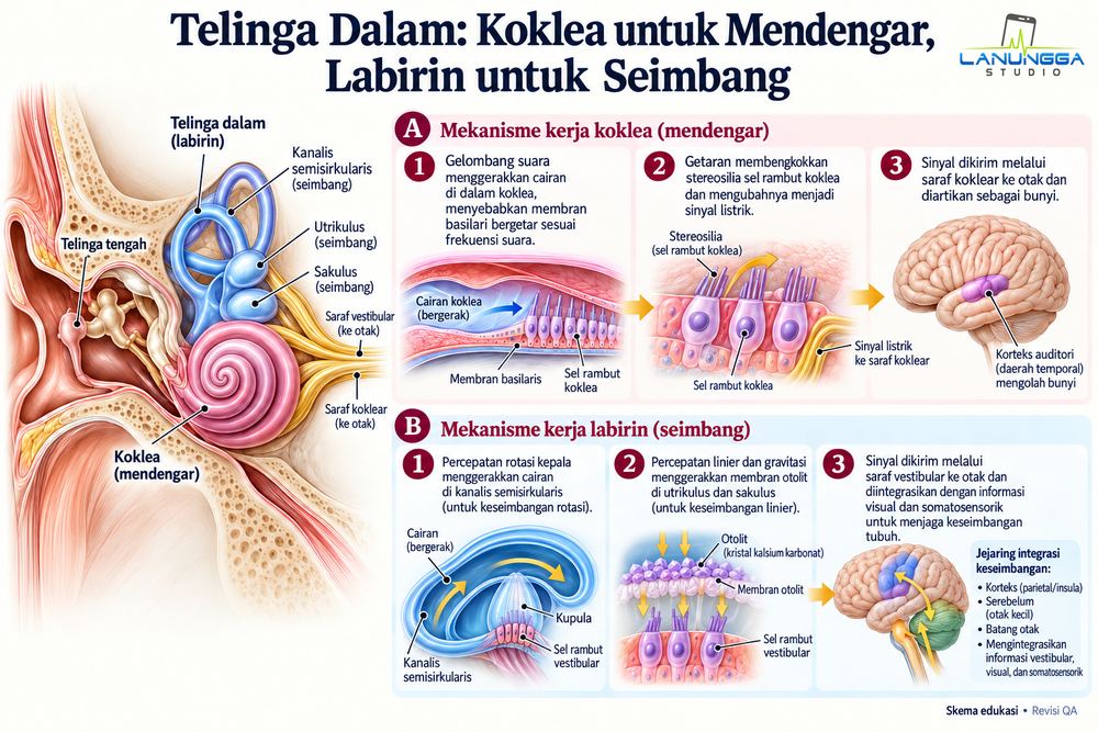 Telinga Dalam: Koklea untuk Mendengar, Labirin untuk Seimbang